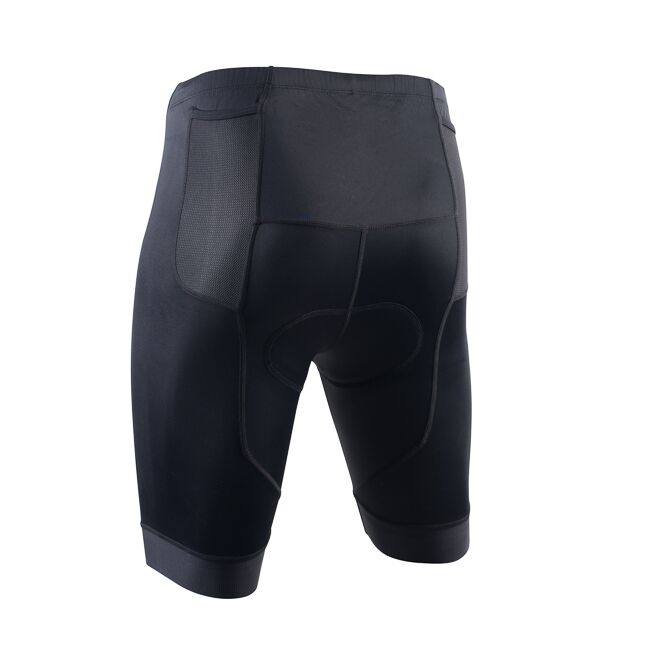 Black Triathlon shorts on white background rear view