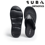 Black sandals with 'Sub4' branding on a white background
