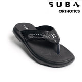 Black sandal with 'Sub4 Orthotics' branding on a white background