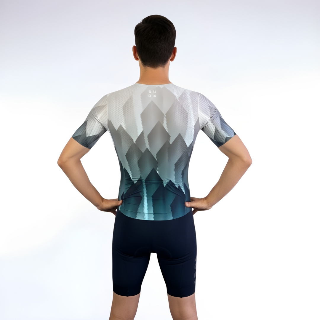 Triathlon Seamless Sleeved Speedsuit – Blue Ice - Image 3